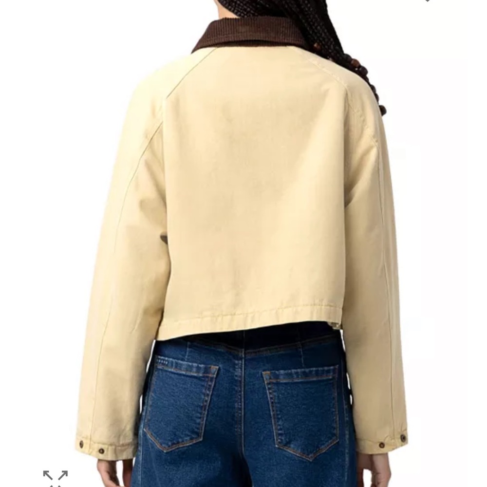Blank NYC Breaking Camp Beige Cropped Jacket with Brown Corduroy Collar (NWT) - Picture 5 of 16